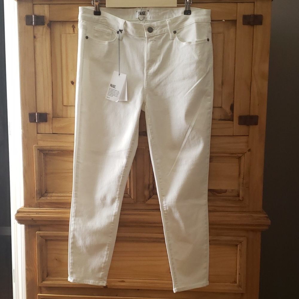 💜NWT Paige Verdugo Crop Jeans in White - Picture 3 of 6